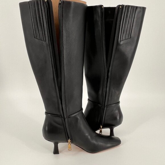 Coach Raquel Leather Tall Boots Size 9B Black Zip Closure Mid Heel CW985 - Picture 13 of 16